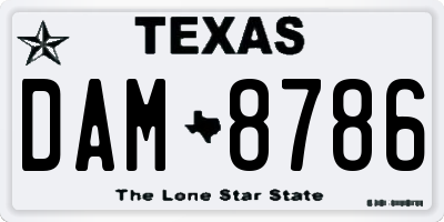 TX license plate DAM8786