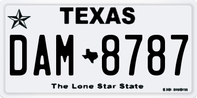 TX license plate DAM8787