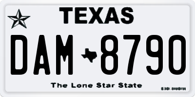 TX license plate DAM8790