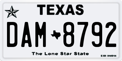 TX license plate DAM8792