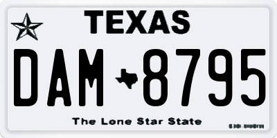 TX license plate DAM8795