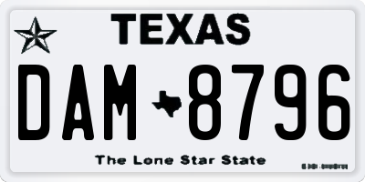 TX license plate DAM8796