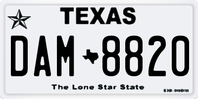 TX license plate DAM8820