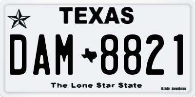 TX license plate DAM8821