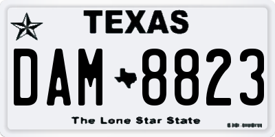 TX license plate DAM8823