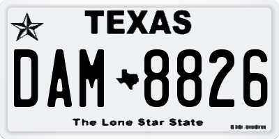 TX license plate DAM8826