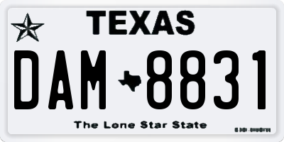 TX license plate DAM8831