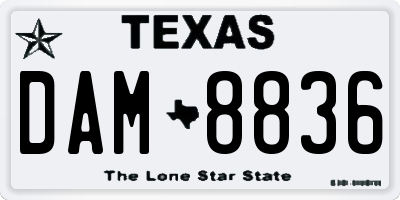 TX license plate DAM8836