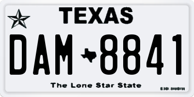 TX license plate DAM8841
