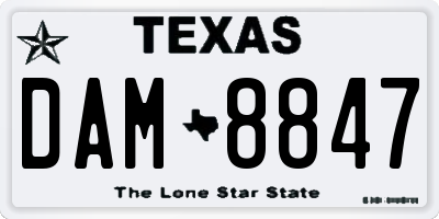 TX license plate DAM8847