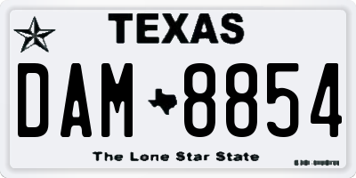 TX license plate DAM8854