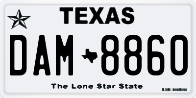 TX license plate DAM8860