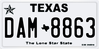 TX license plate DAM8863