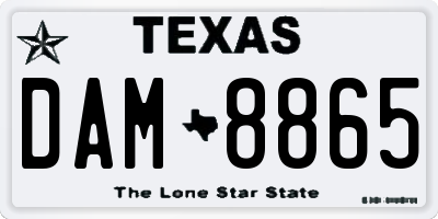 TX license plate DAM8865