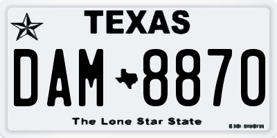 TX license plate DAM8870