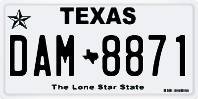 TX license plate DAM8871