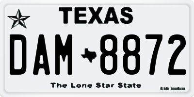 TX license plate DAM8872
