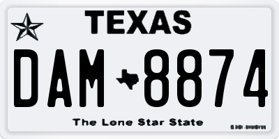 TX license plate DAM8874