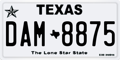 TX license plate DAM8875