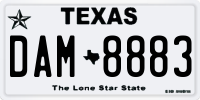 TX license plate DAM8883