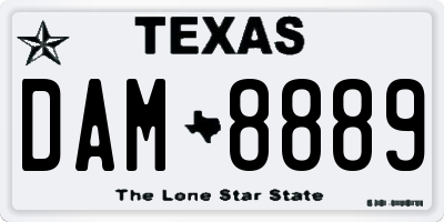 TX license plate DAM8889