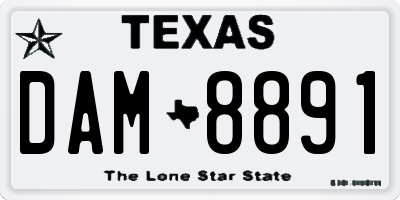 TX license plate DAM8891