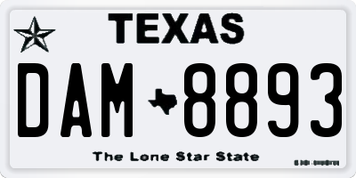 TX license plate DAM8893
