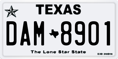TX license plate DAM8901