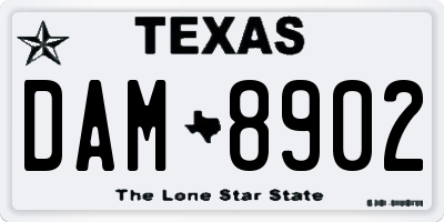 TX license plate DAM8902
