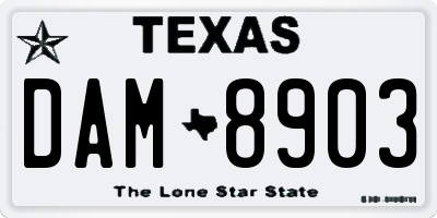 TX license plate DAM8903