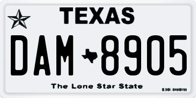 TX license plate DAM8905