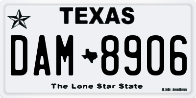 TX license plate DAM8906