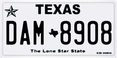 TX license plate DAM8908