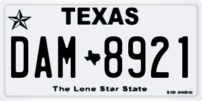 TX license plate DAM8921