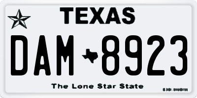 TX license plate DAM8923