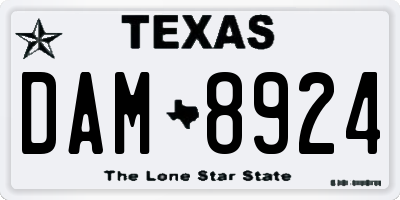 TX license plate DAM8924