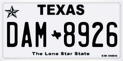 TX license plate DAM8926
