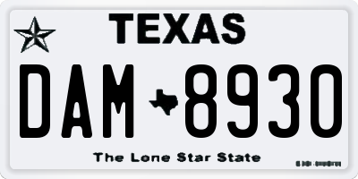 TX license plate DAM8930