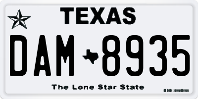 TX license plate DAM8935