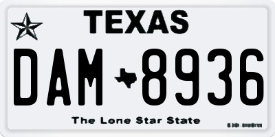 TX license plate DAM8936