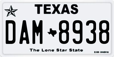 TX license plate DAM8938