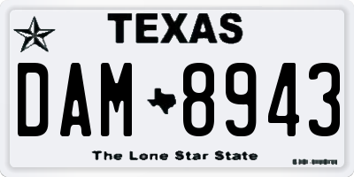 TX license plate DAM8943