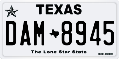 TX license plate DAM8945