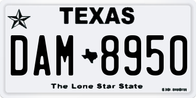 TX license plate DAM8950