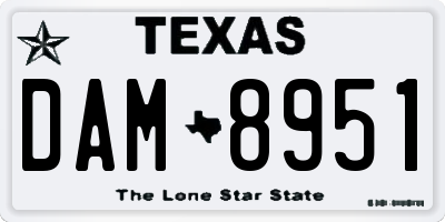 TX license plate DAM8951