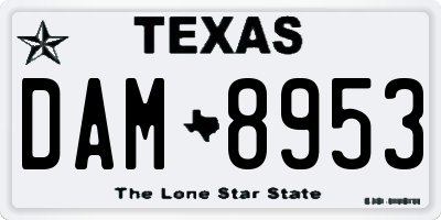 TX license plate DAM8953