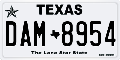 TX license plate DAM8954
