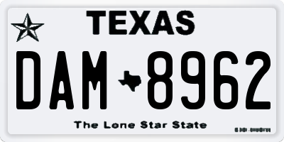 TX license plate DAM8962