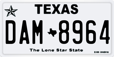 TX license plate DAM8964