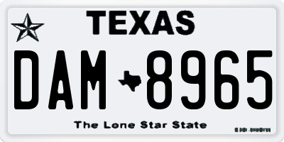 TX license plate DAM8965